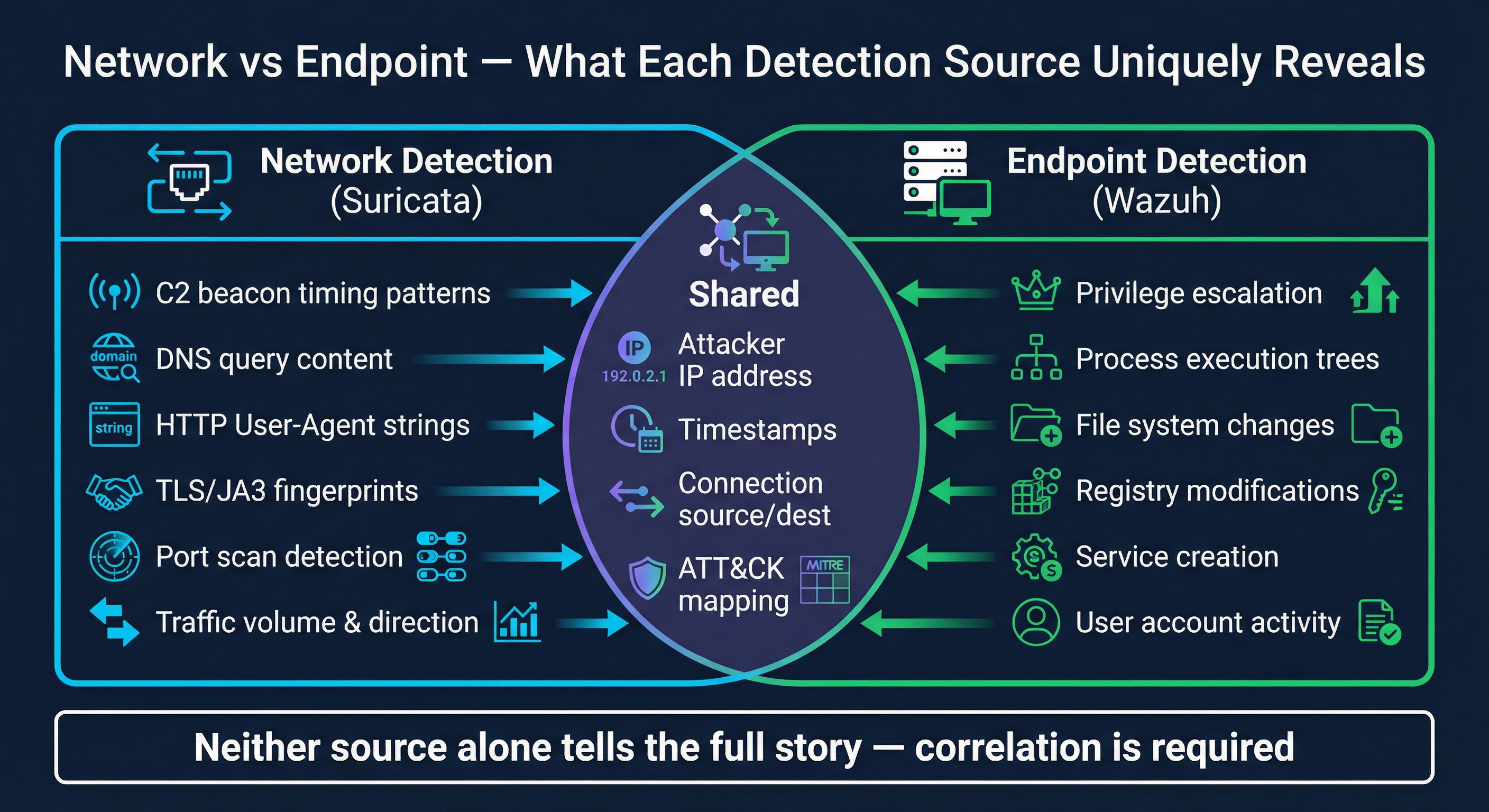 Network vs Endpoint — What each detection source uniquely reveals