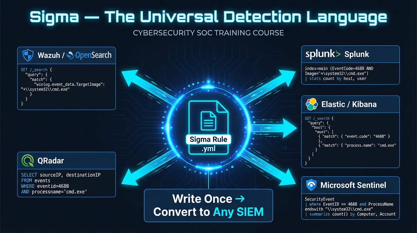 Sigma as the universal detection language — write once, convert to any SIEM