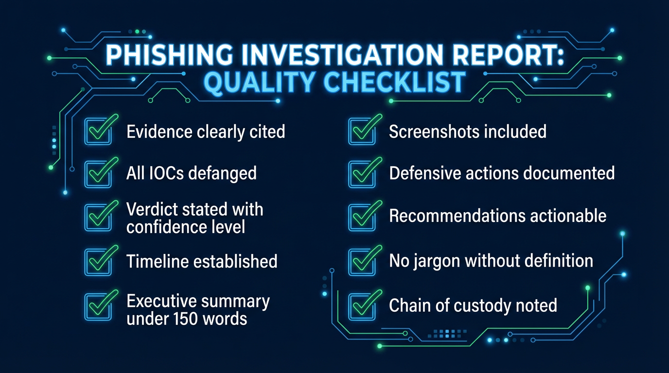 Report quality checklist — verify completeness before submission